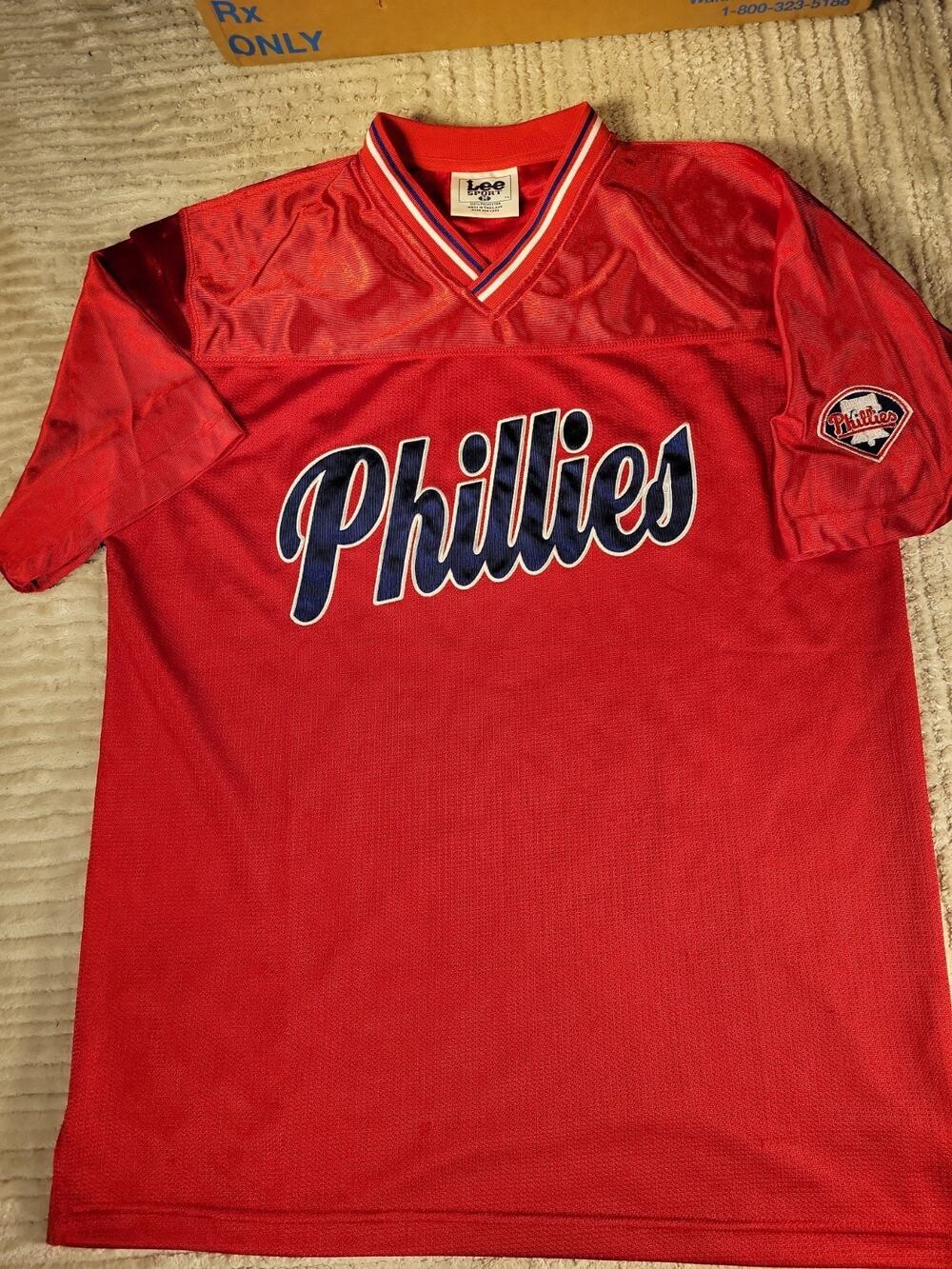 Philadelphia Phillies Jersey Mens Medium MLB Baseball Adult Lee Sport